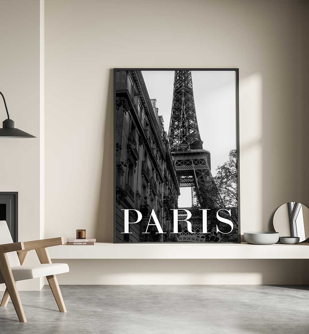 Stylish PARIS TEXT I, TRAVEL POSTERS showcasing the Eiffel Tower, perfect for adventurous home decor.