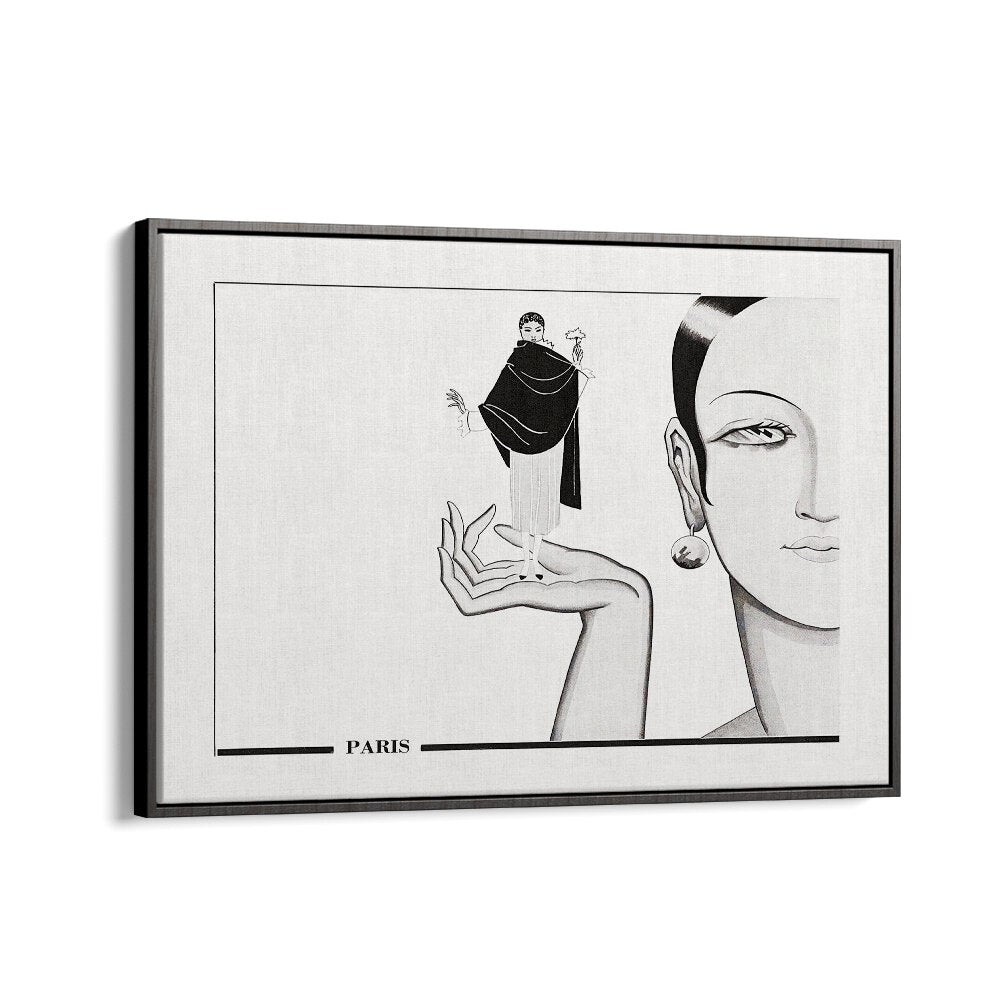 Parisian Fashion Art Artwork in Black Floater Frame
