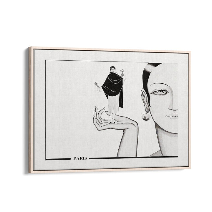 Parisian Fashion Art Artwork in Oak Wood Floater Frame
