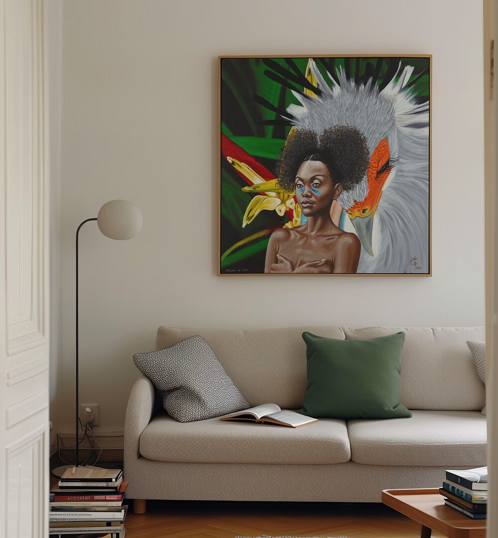 Passaros De Verao By Christian Beijer African Painting Artwork Placed on a wall In A Living Room 