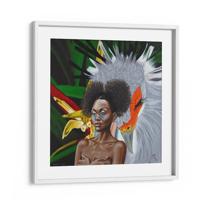 Passaros De Verao By Christian Beijer African Painting  in White frame With Mount
