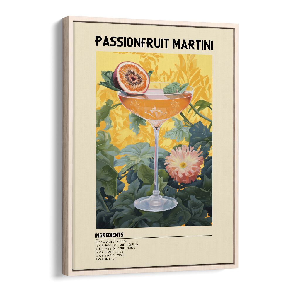 Passionate Bliss Passionfruit Martini Bar & Cafe Artwork in Oak Wood Floater Frame