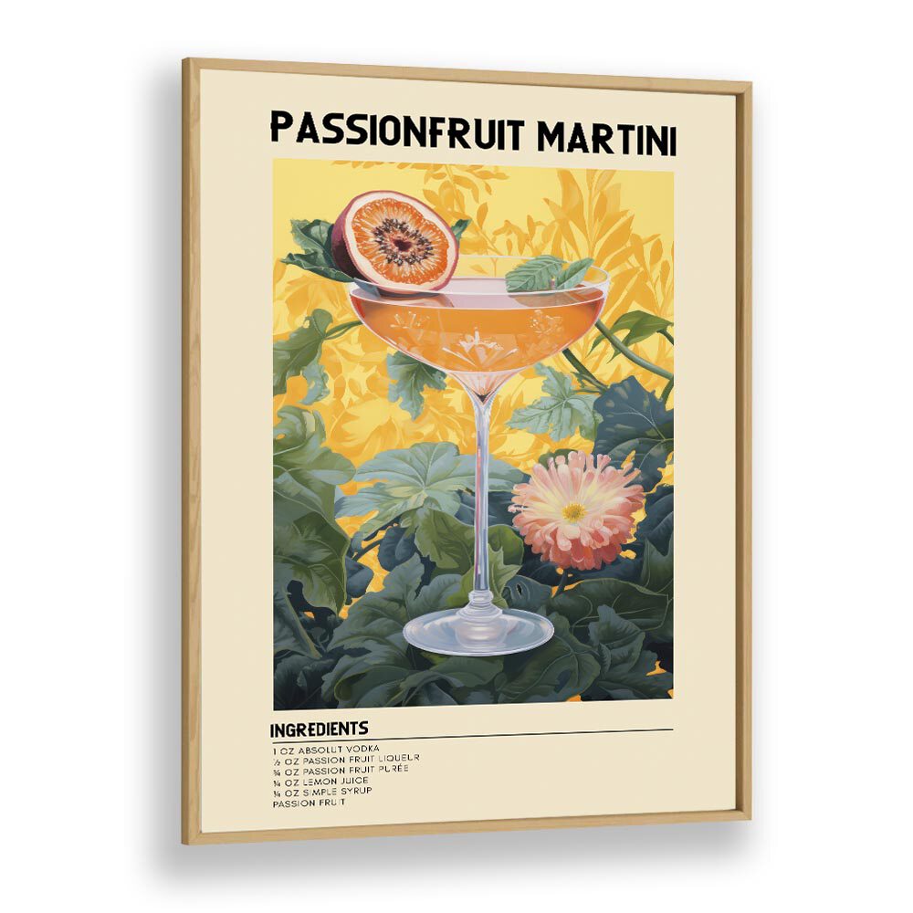 Passionate Bliss Passionfruit Martini Bar & Cafe Artwork in Oak Wood Plain Frame