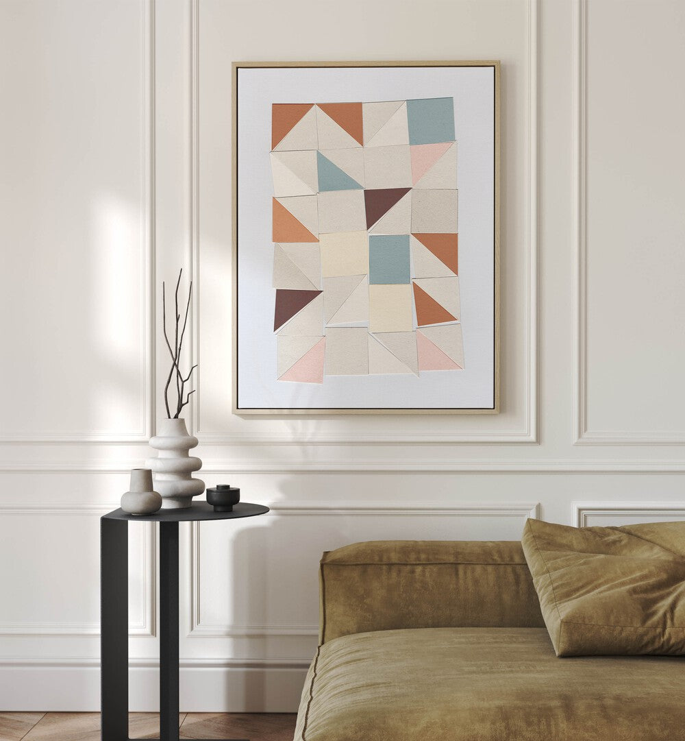 Pastel Geometrics Geometric Art Artwork placed on a wall