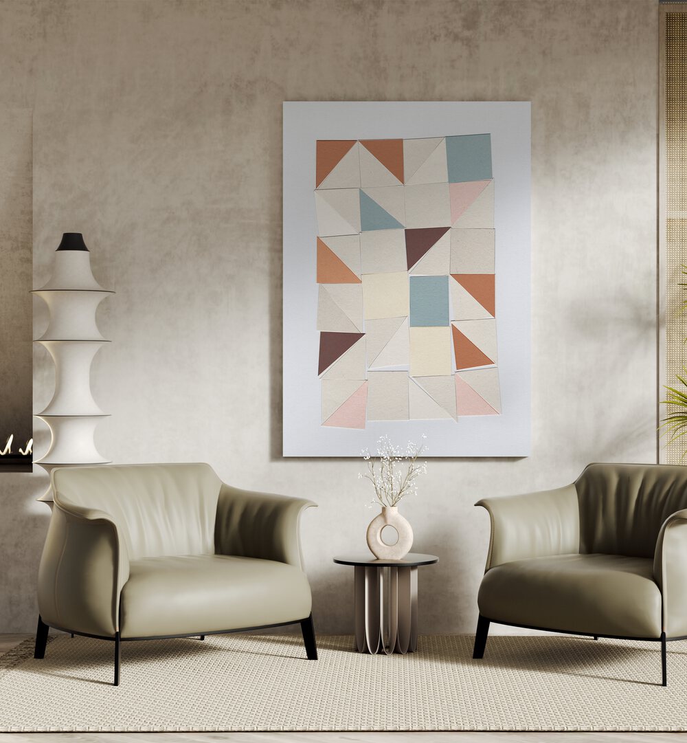 Pastel Geometrics Geometric Art Artwork placed on a wall