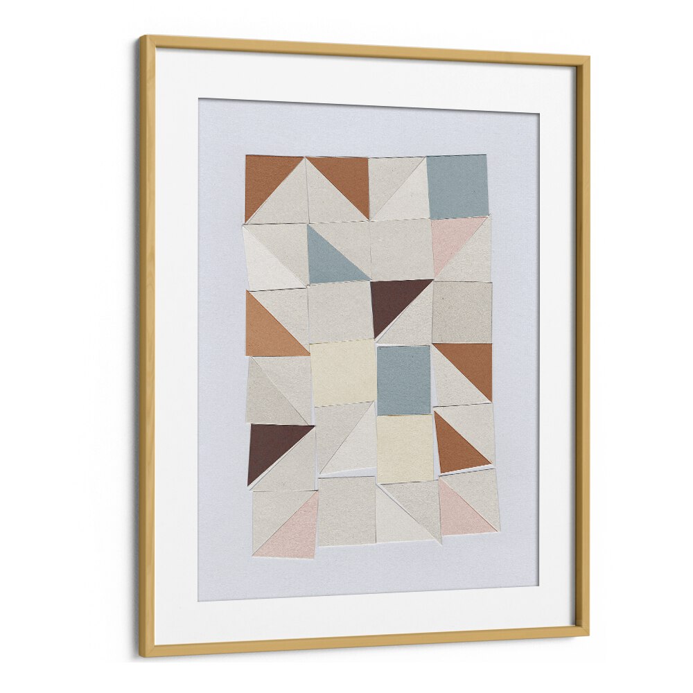 Pastel Geometrics Geometric Art Artwork in Oak Wood Frame With Mount