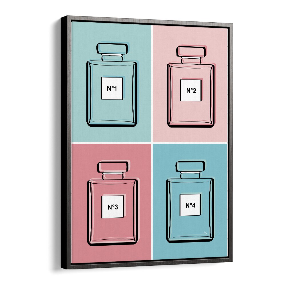 Pastel Perfumes Fashion Art Artwork in Black Floater Frame
