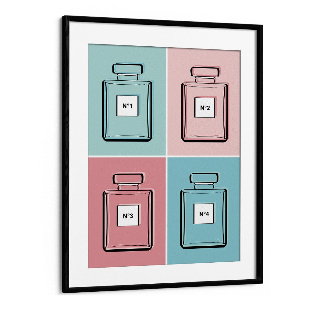 Pastel Perfumes Fashion Art Artwork in Black Frame With Mount
