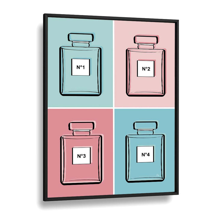 Pastel Perfumes Fashion art Artwork in Black Plain Frame
