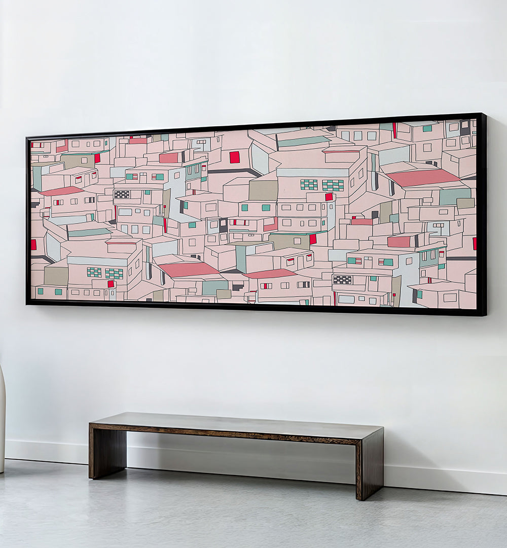 PASTEL URBAN LANDSCAPE , PANORAMIC ART