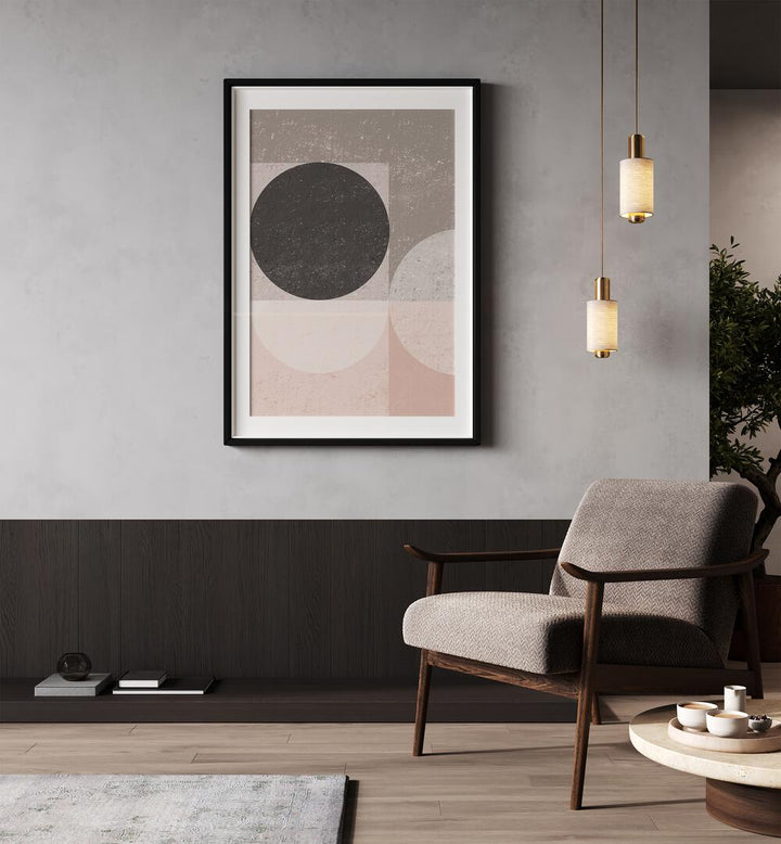 Stylish PASTEL GEO, GEOMETRIC ART PRINTS displayed in a modern interior, enhancing contemporary décor.