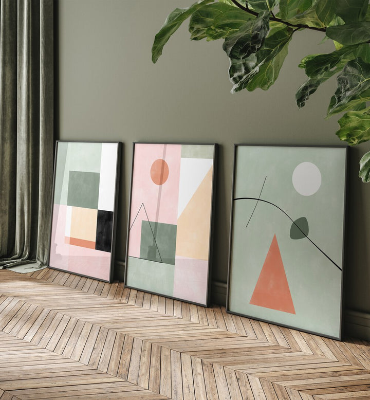 PASTEL PARADISE SET , SET OF 3 PAINTINGS