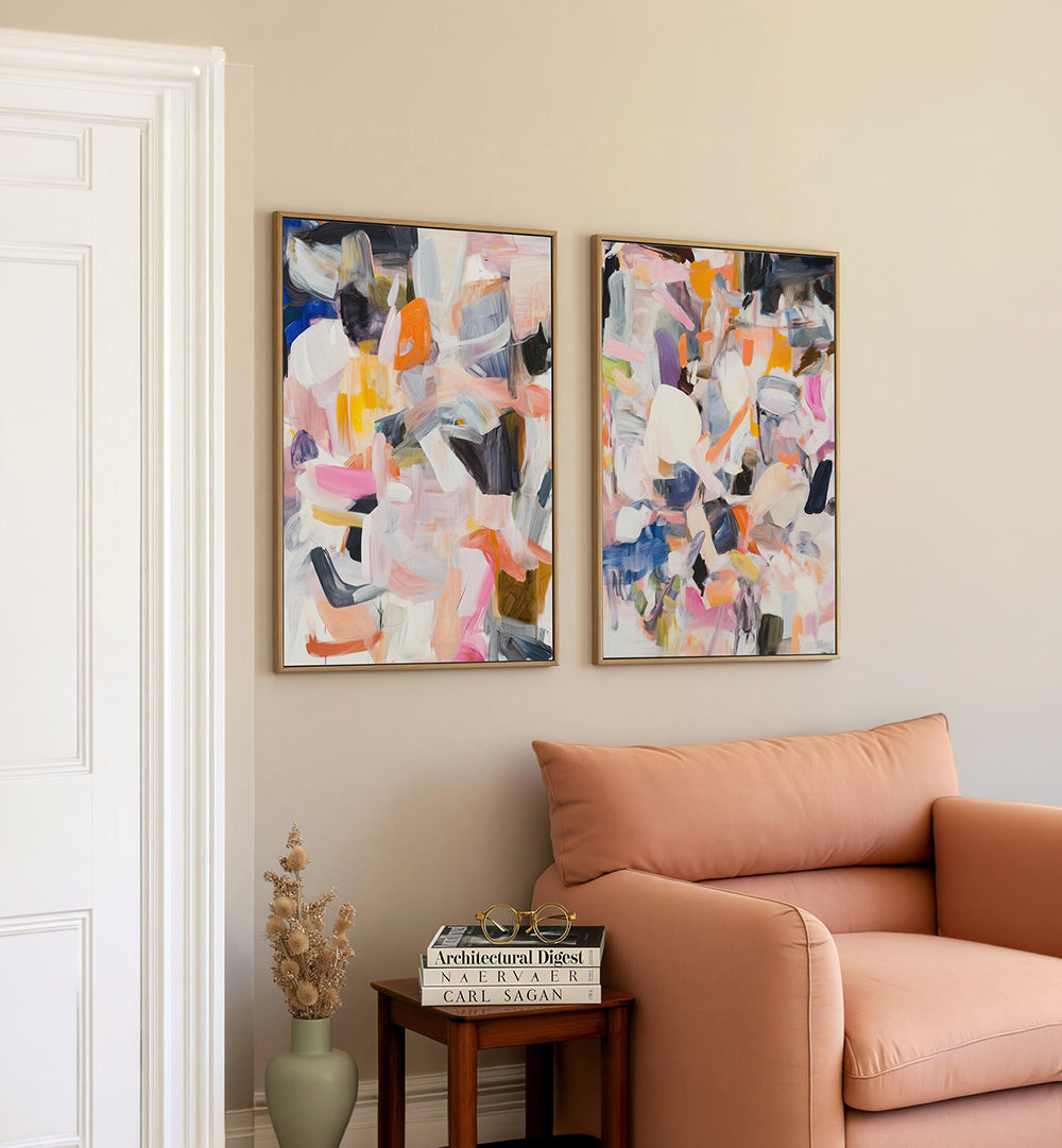 PASTEL PULSE , SET OF 2 PAINTINGS