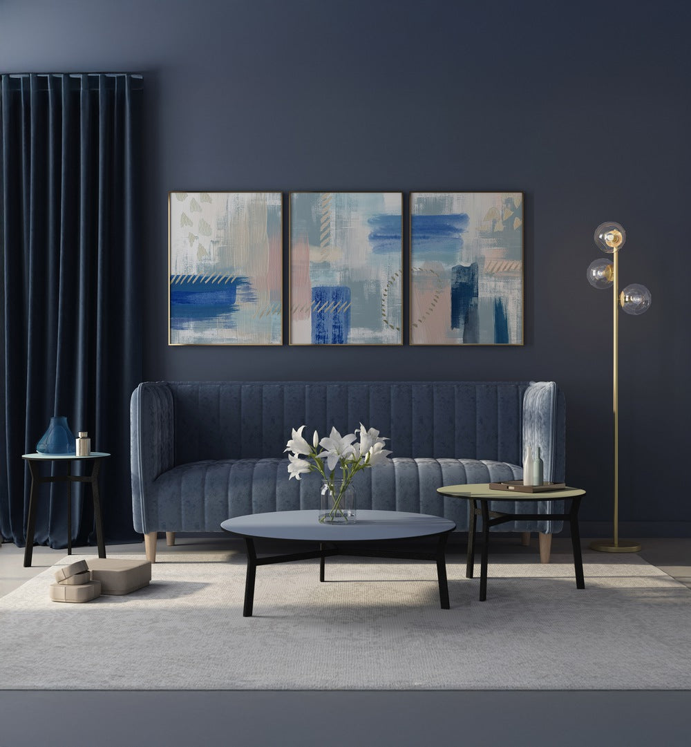 Elevate your decor with the PASTEL REVERIE SET, SET OF 3 PAINTINGS, perfect for a serene living space.