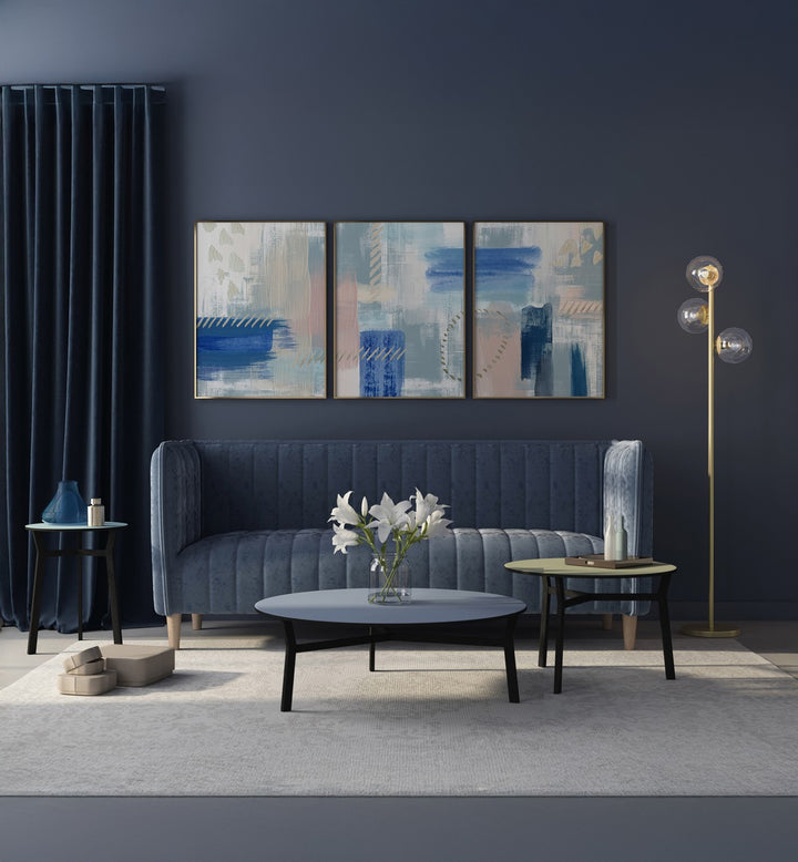 Elevate your decor with the PASTEL REVERIE SET, SET OF 3 PAINTINGS, perfect for a serene living space.