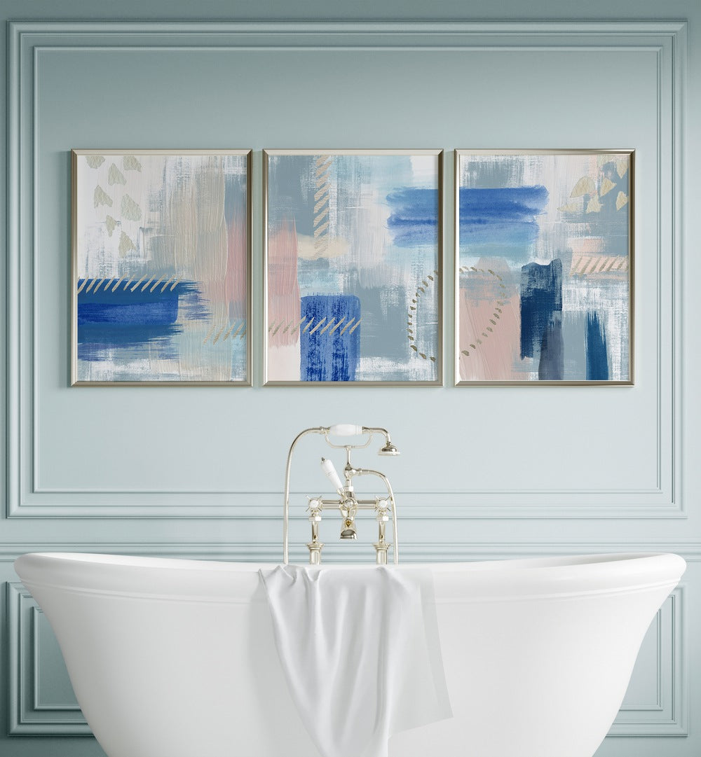 Elevate your decor with the PASTEL REVERIE SET, SET OF 3 PAINTINGS, perfect for a serene and calming atmosphere.
