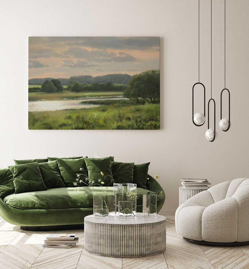 PASTURES BY THE WATER, VINTAGE LANDSCAPE
