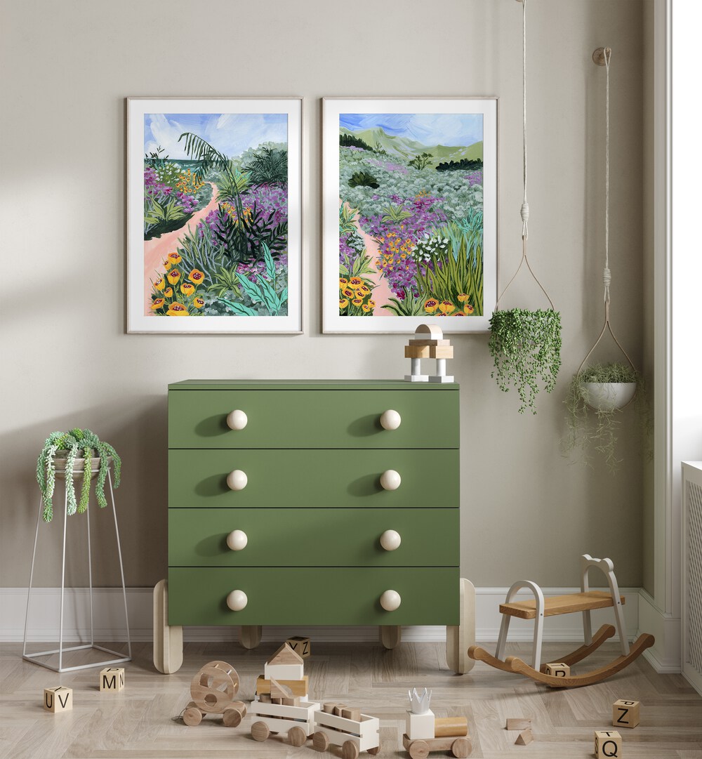 PATH TO THE PACIFIC SET , SET OF 2 PAINTINGS