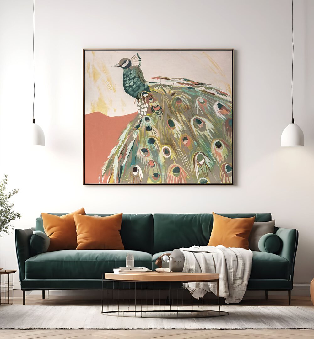 Vibrant Peacock Salmon animal painting showcasing abstract art, perfect for adding nature's beauty to your space.