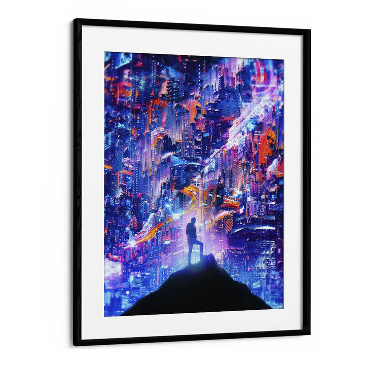 Peak By Francis Minoza Astronaut & Nasa Paintings, Space Art Prints Artwork in Black Frame With Mount
