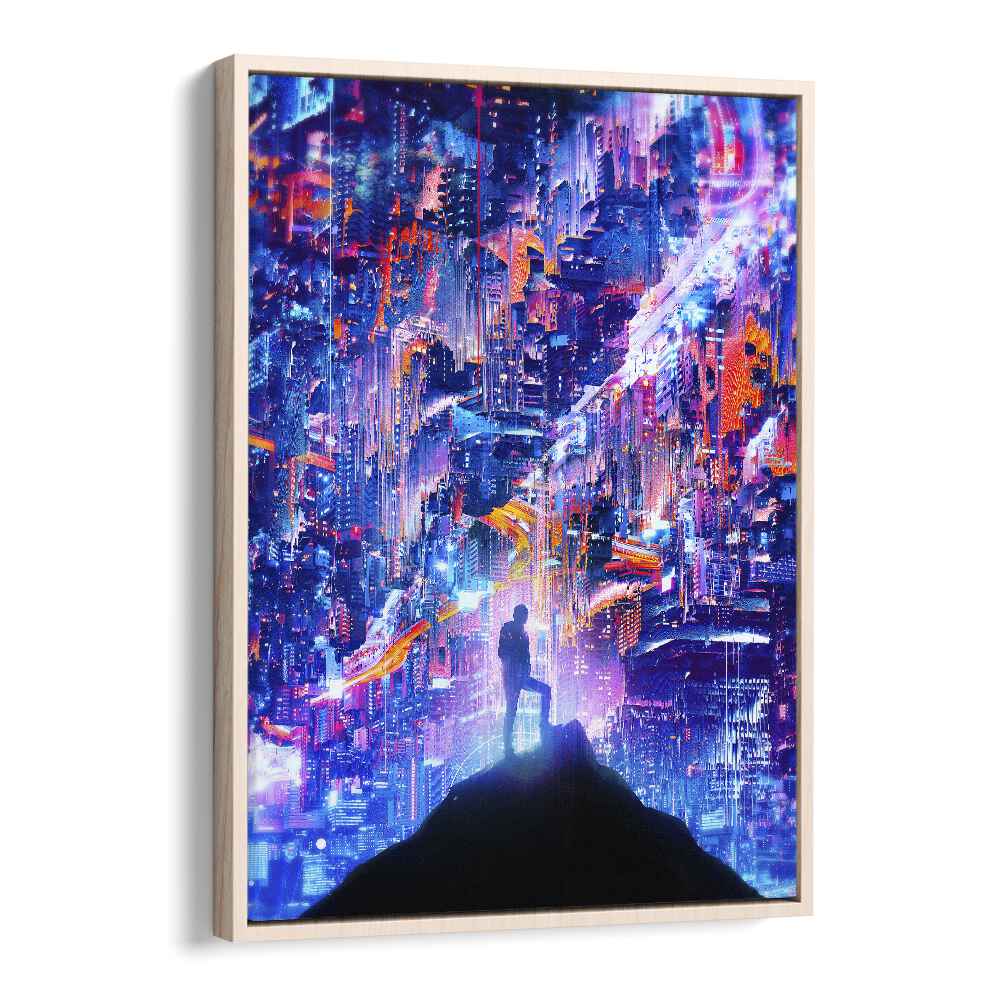 Peak By Francis Minoza Astronaut & Nasa Paintings, Space Art Prints Artwork in Oak Wood Floater Frame
