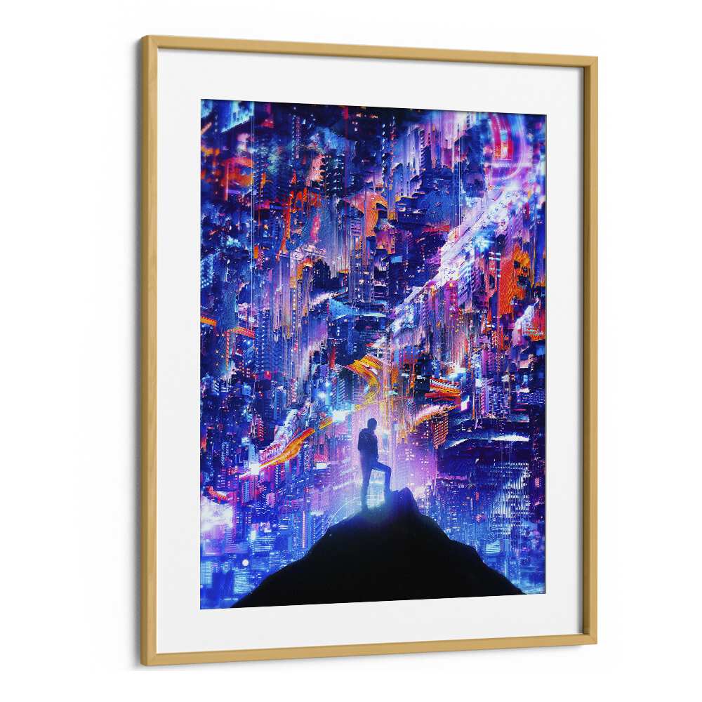 Peak By Francis Minoza Astronaut & Nasa Paintings, Space Art Prints Artwork in Oak Wood Frame With Mount
