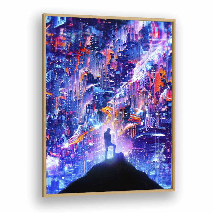 Peak By Francis Minoza Astronaut & Nasa Paintings, Space Art Prints Artwork in Oak Wood Plain Frame
