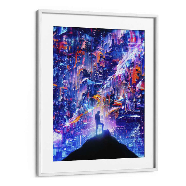 Peak By Francis Minoza Astronaut & Nasa Paintings, Space Art Prints Artwork in White Frame With Mount
