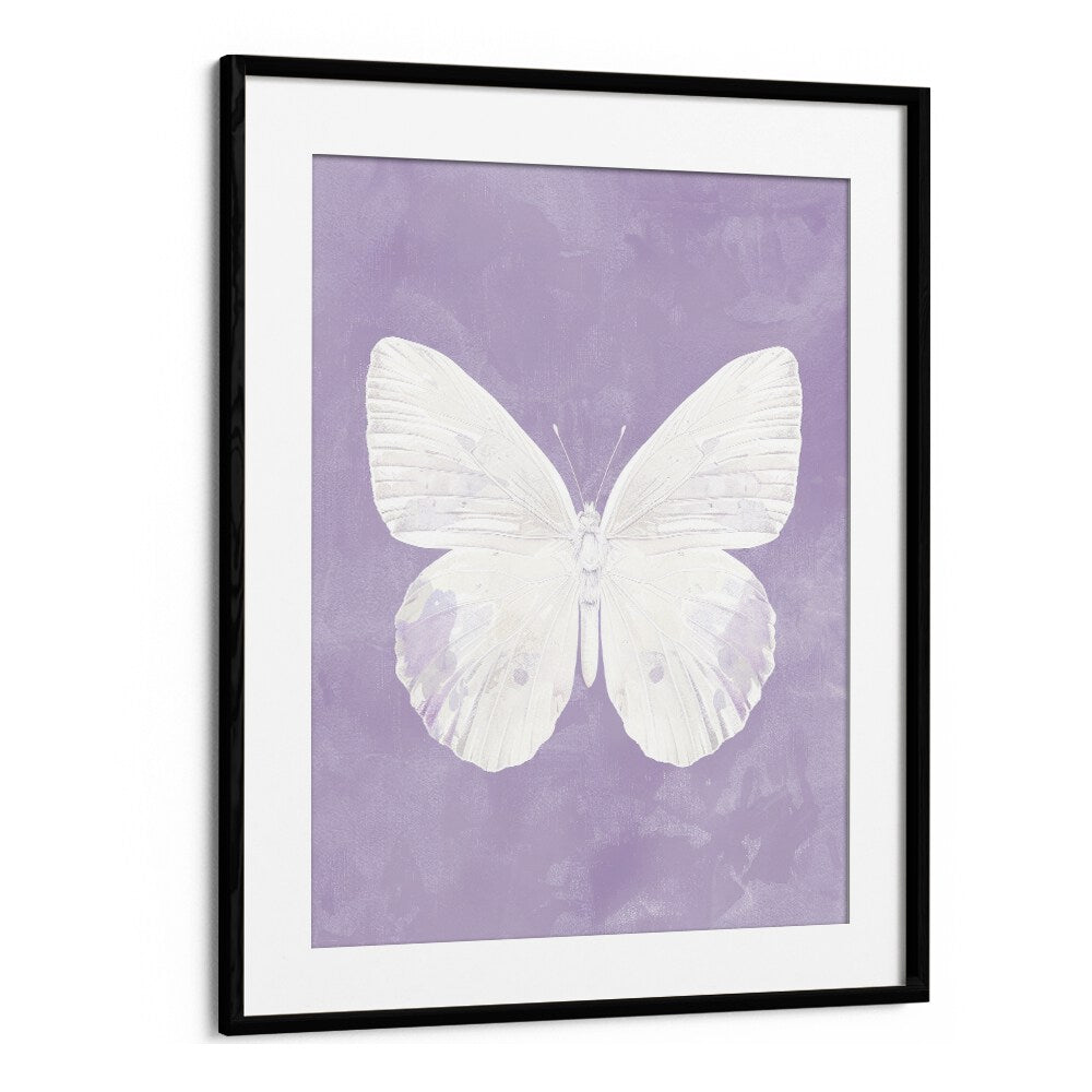 Pearl Butterfly Kids Art Artwork in Black Frame With Mount
