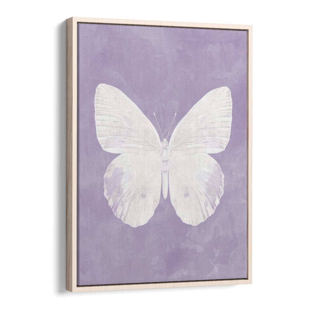 Pearl Butterfly Kids Art Artwork in Oak Wood Floater Frame
