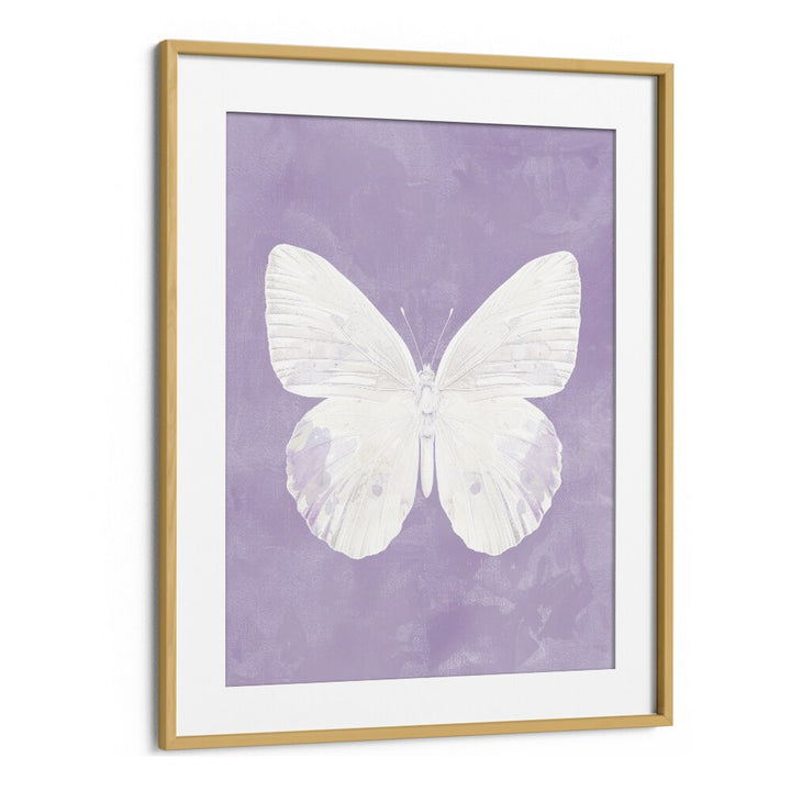 Pearl Butterfly Kids Art Artwork in Oak Wood Frame With Mount
