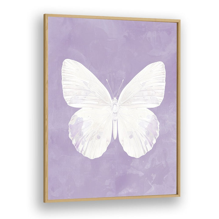 Pearl Butterfly Kids Art Artwork in Oak Wood Plain Frame
