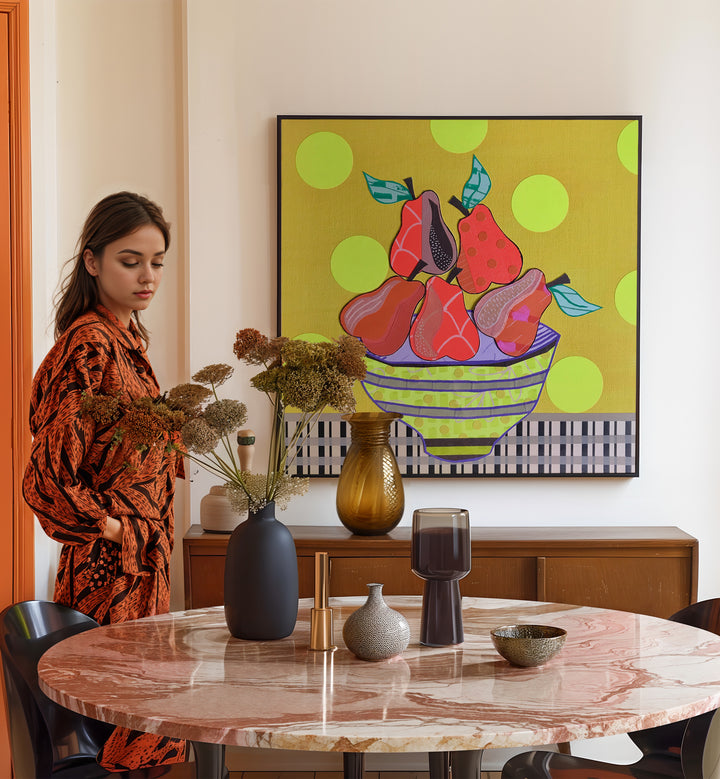 Bright and whimsical PEARS AND TEARS, KITCHEN POSTERS enhance home décor, adding elegance to any kitchen space.