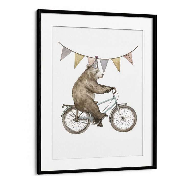 Pedaling Paws Kids Art Artwork in Black Frame With Mount
