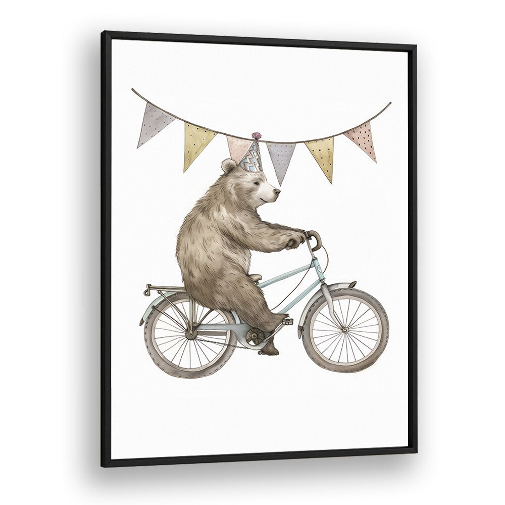 Pedaling Paws Kids art Artwork in Black Plain Frame
