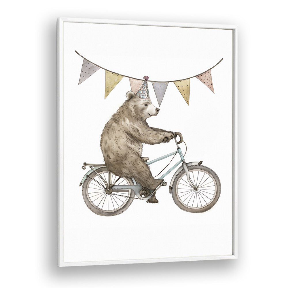 Pedaling Paws Kids art Artwork in White Plain Frame
