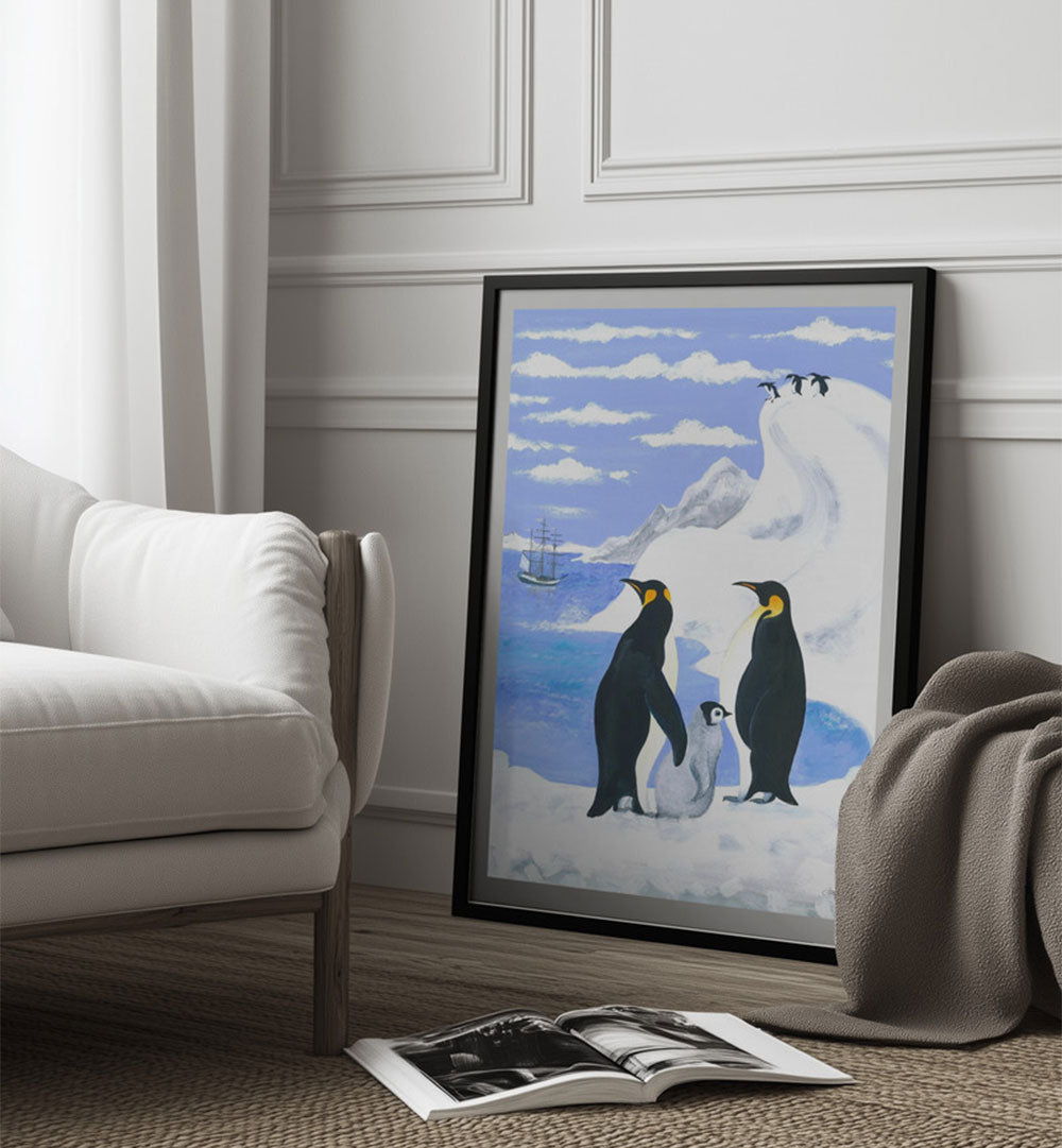 PENGUINS AND FAMILY , ANIMAL PAINTINGS