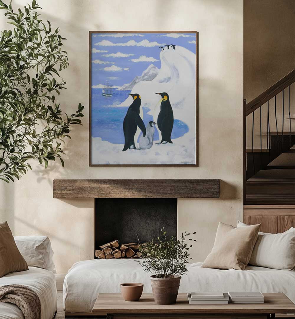 PENGUINS AND FAMILY , ANIMAL PAINTINGS