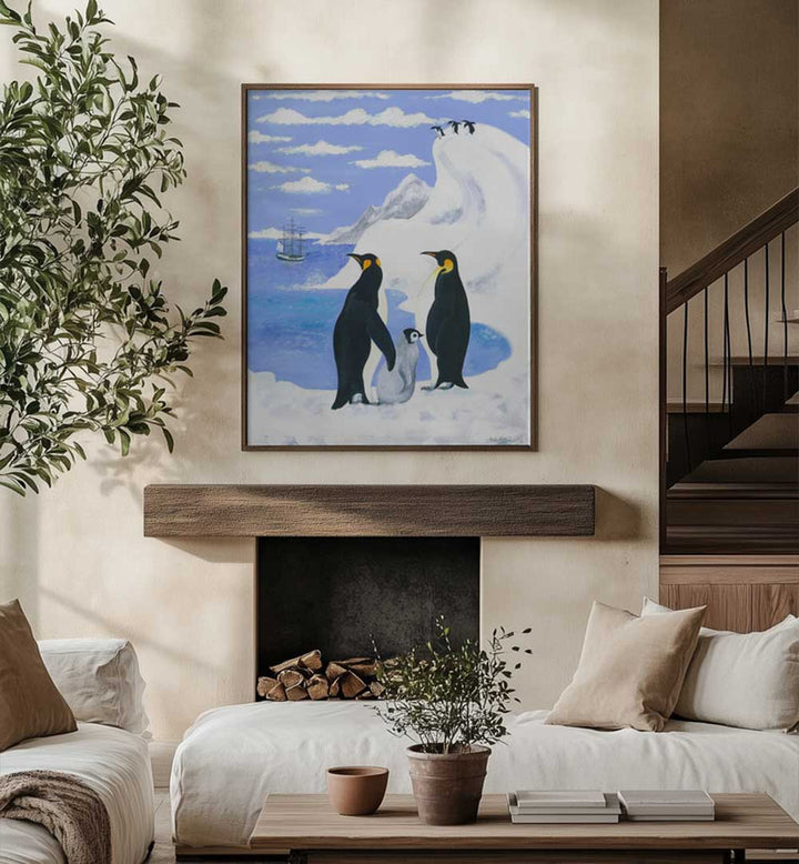PENGUINS AND FAMILY , ANIMAL PAINTINGS