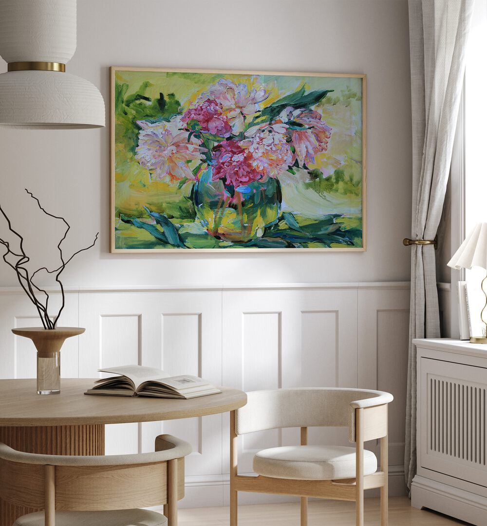 Bright and elegant PEONIES IN A VASE, FLORAL FLOWER PAINTINGS enhance your home decor with natural beauty.