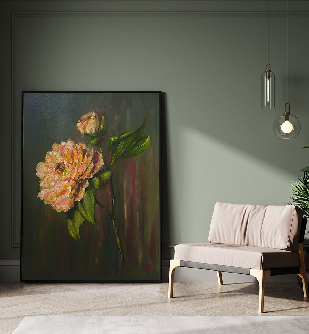 PEONY FLOWER PAINTING , FLORAL FLOWER PAINTINGS