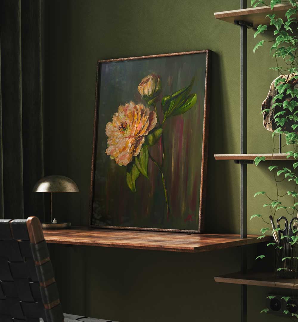 PEONY FLOWER PAINTING , FLORAL FLOWER PAINTINGS