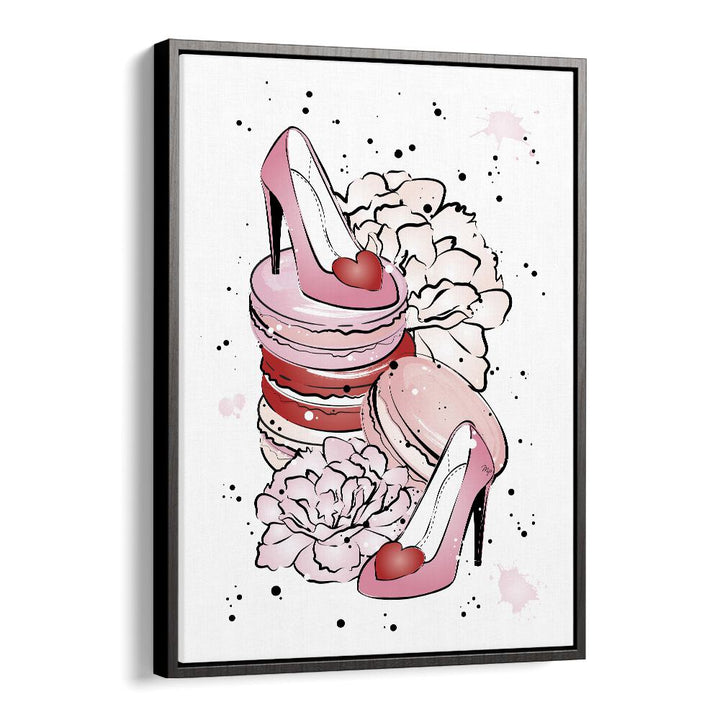 Peony Heels by Martina Fashion Art Artwork in Black Floater Frame
