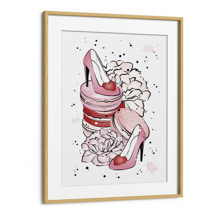 Peony Heels by Martina Fashion Art Artwork in Oak Wood Frame With Mount
