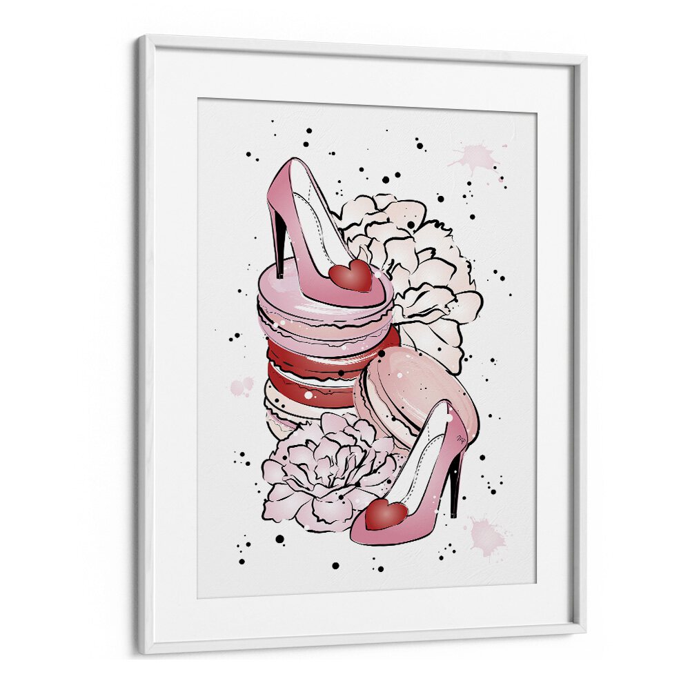 Peony Heels by Martina Fashion Art Artwork in White Frame With Mount