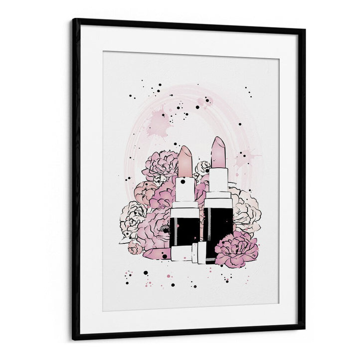 Peony Lipsticks by Martina Fashion Art Artwork in Black Frame With Mount
