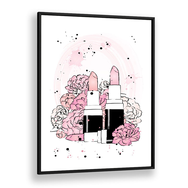 Peony Lipsticks by Martina Fashion art Artwork in Black Plain Frame
