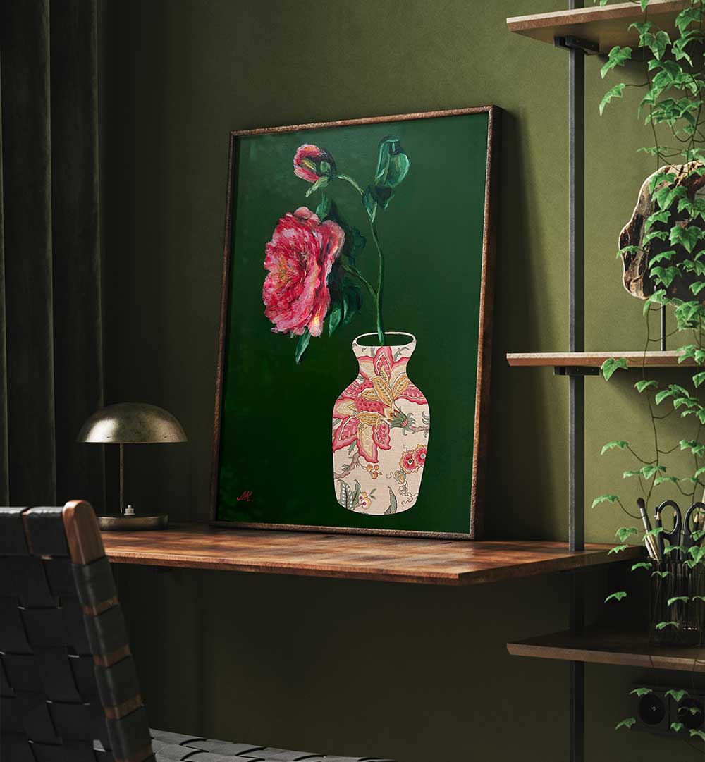 PEONY PAINTING , FLORAL FLOWER PAINTINGS