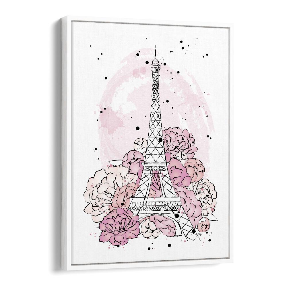 Peony Paris by Martina Fashion art painting Artwork in White Floater Frame
