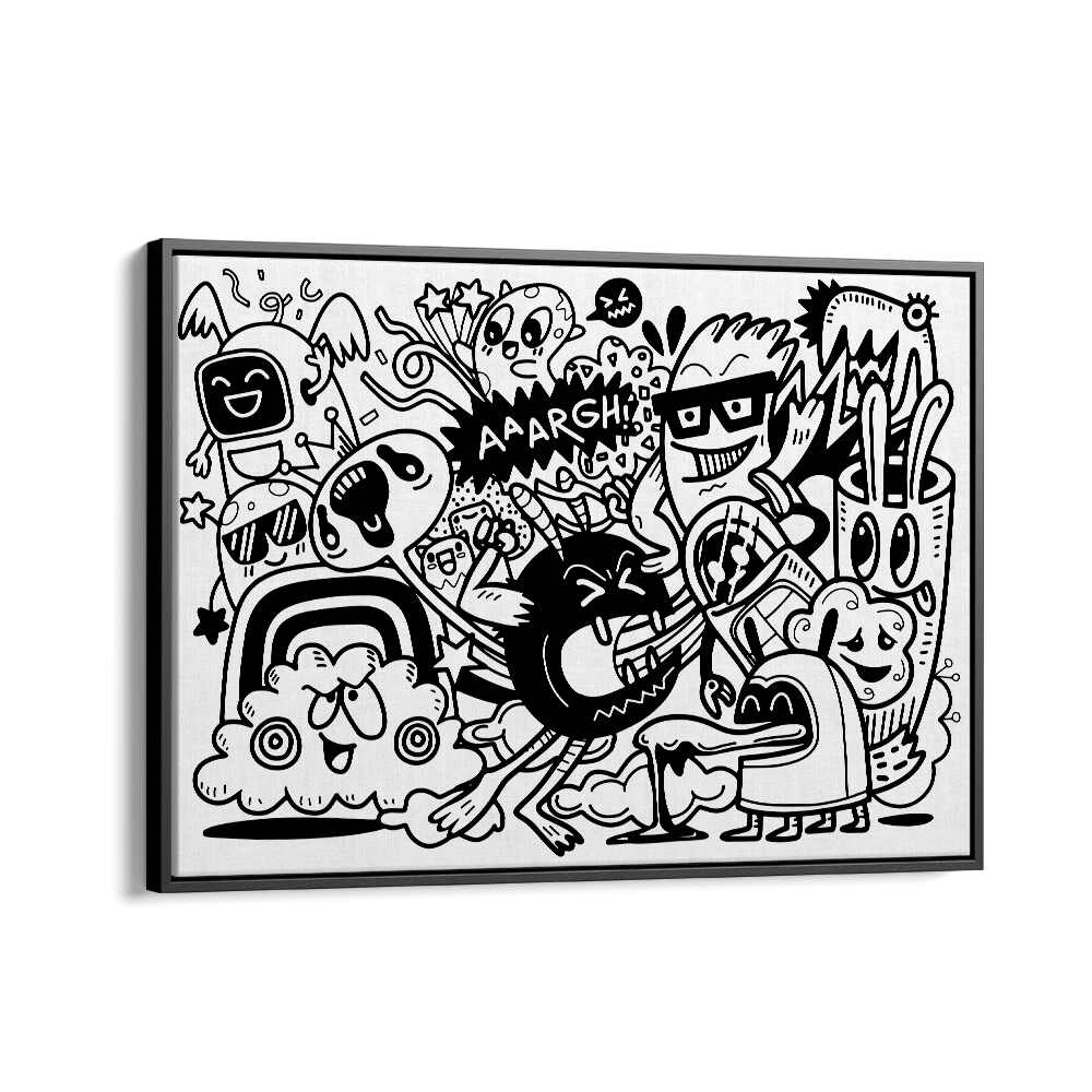 People Make Me Mad Doodle Art Artwork in Black Floater Frame